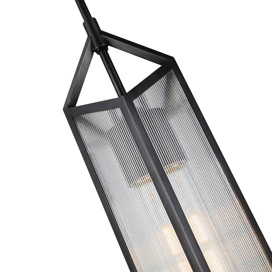 Cairo 19-in Ribbed Glass/Urban Bronze 1 Light Pendant by ALORA