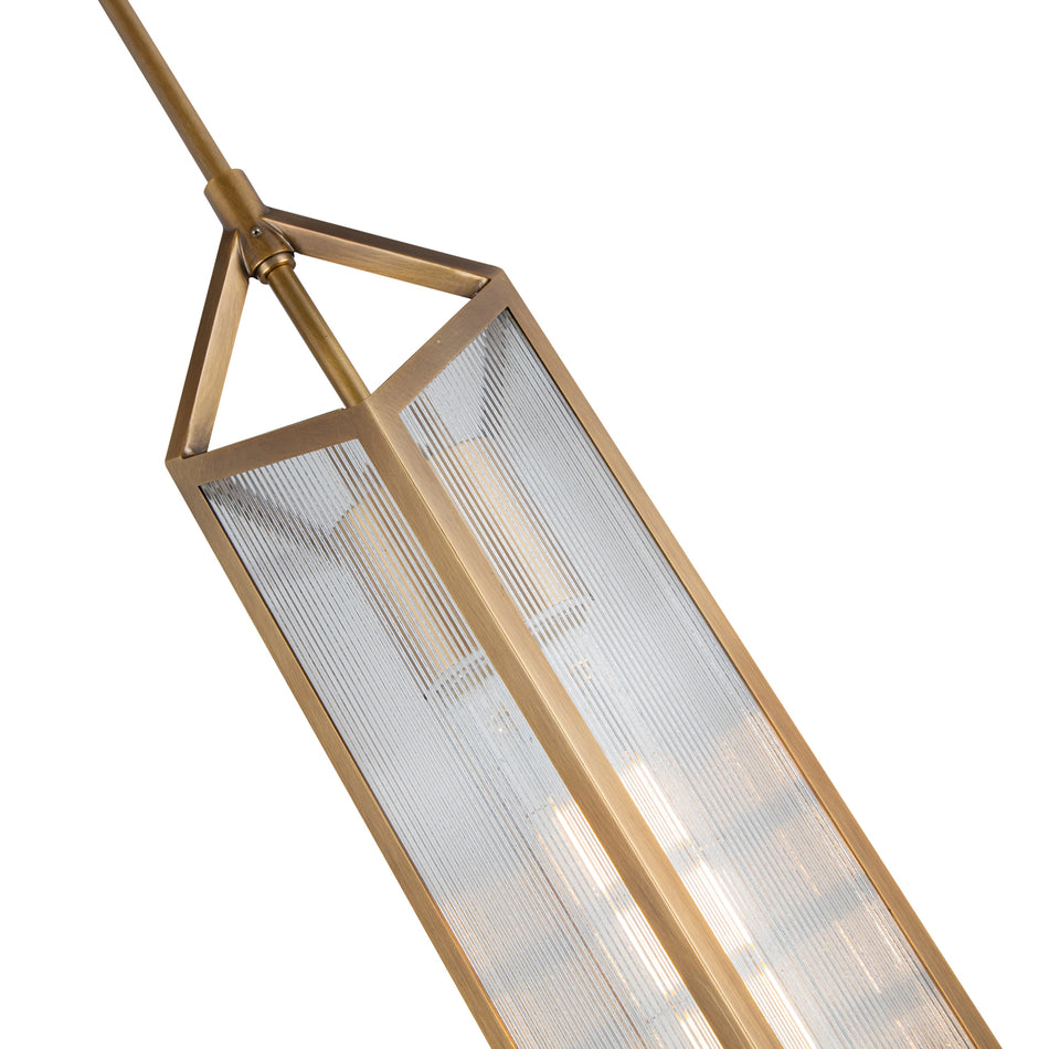Cairo 19-in Ribbed Glass/Vintage Brass 1 Light Pendant by ALORA