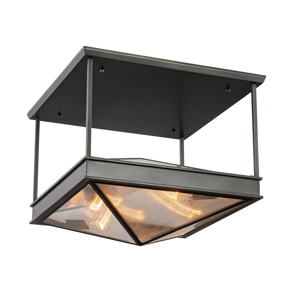 Cairo 19-in Ribbed Glass/Urban Bronze 4 Lights Semi Flush Mount by ALORA