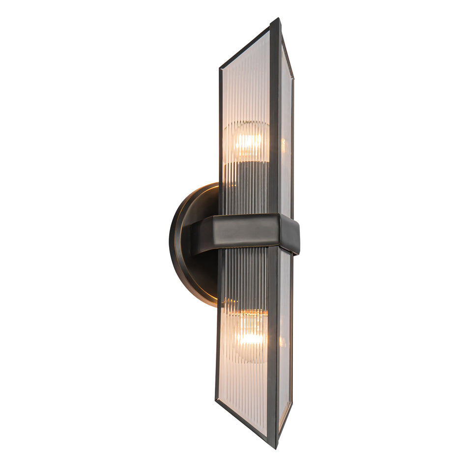 Cairo 15-in Ribbed Glass/Urban Bronze 2 Lights Wall/Vanity by ALORA