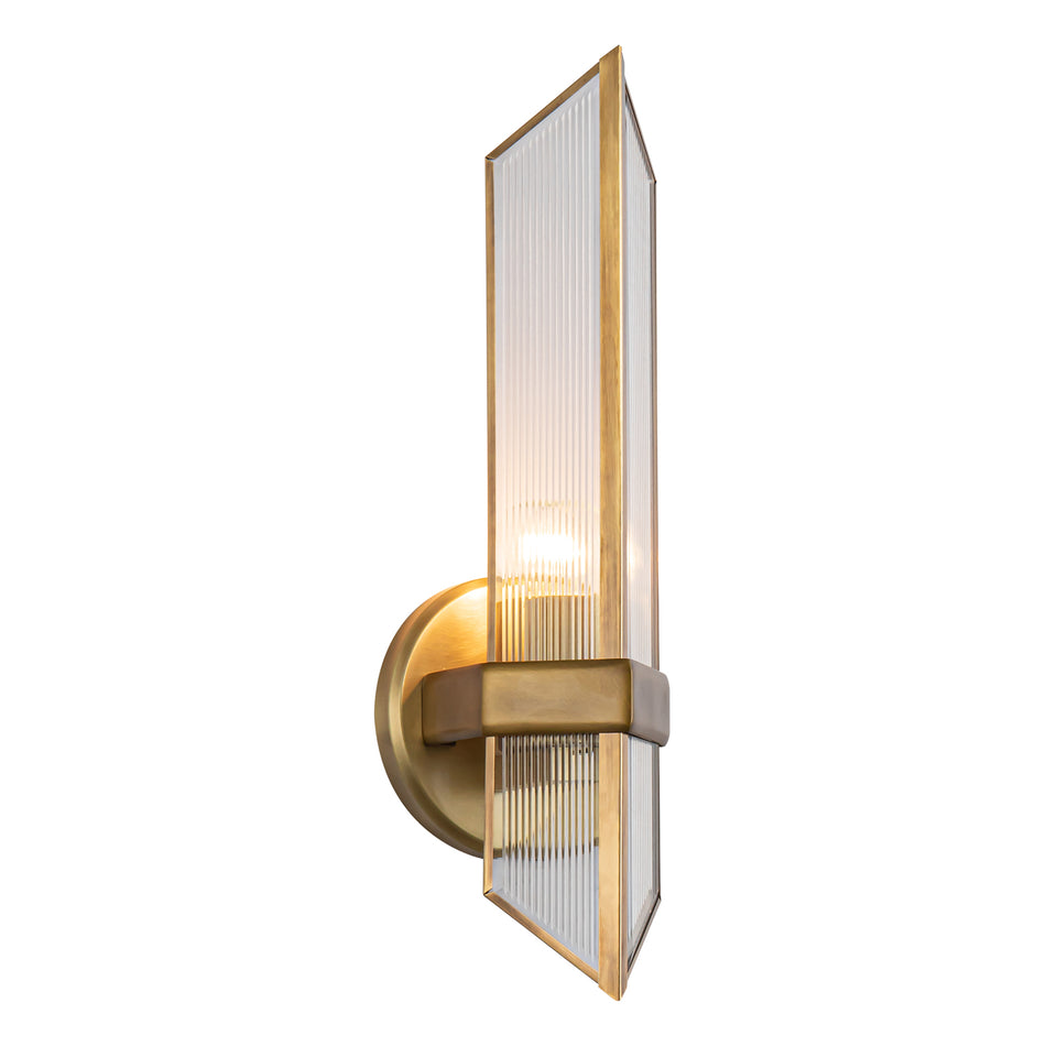 Cairo 4-in Ribbed Glass/Vintage Brass 1 Light Wall/Vanity by ALORA