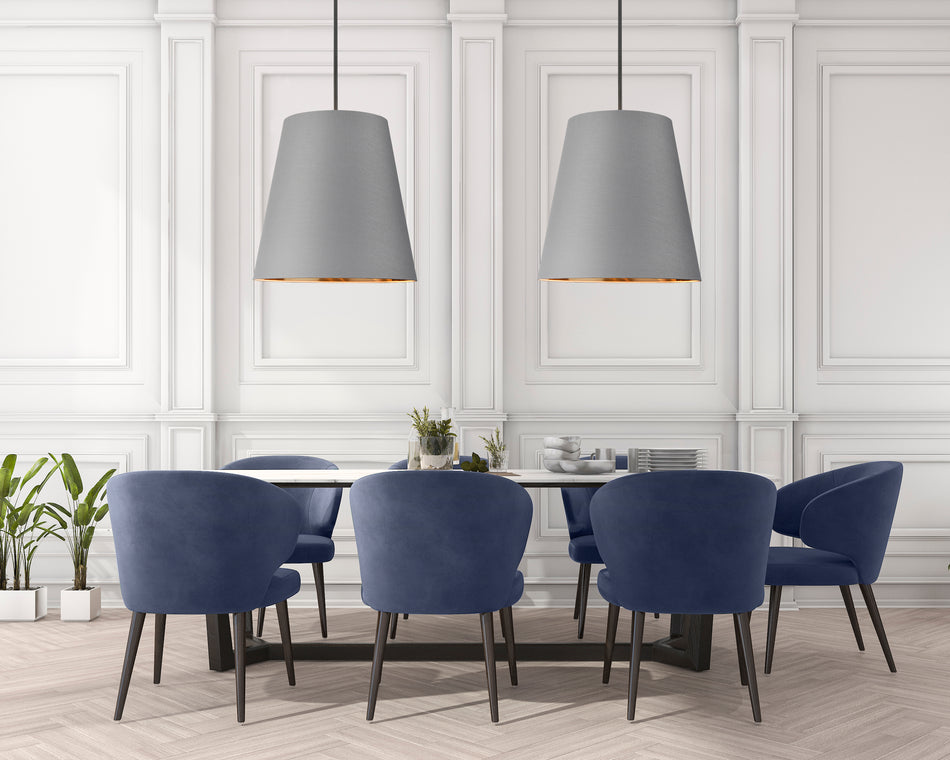 Calor 25-in Gray Linen With Gold Parchment/Urban Bronze 3 Lights Pendant by ALORA