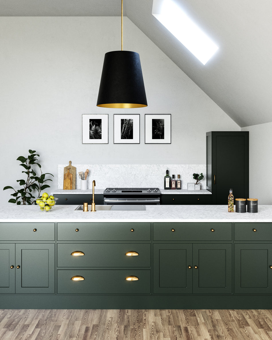 Calor 25-in Black Linen With Gold Parchment/Vintage Brass 3 Lights Pendant by ALORA