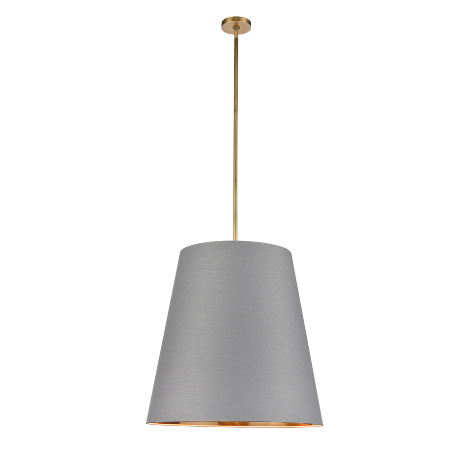Calor 25-in Gray Linen With Gold Parchment/Vintage Brass 3 Lights Pendant