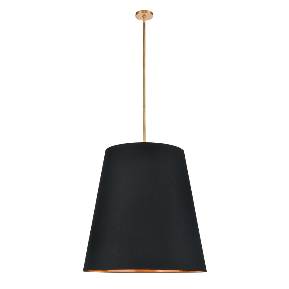 Calor 30-in Black Linen With Gold Parchment/Vintage Brass 3 Lights Pendant
