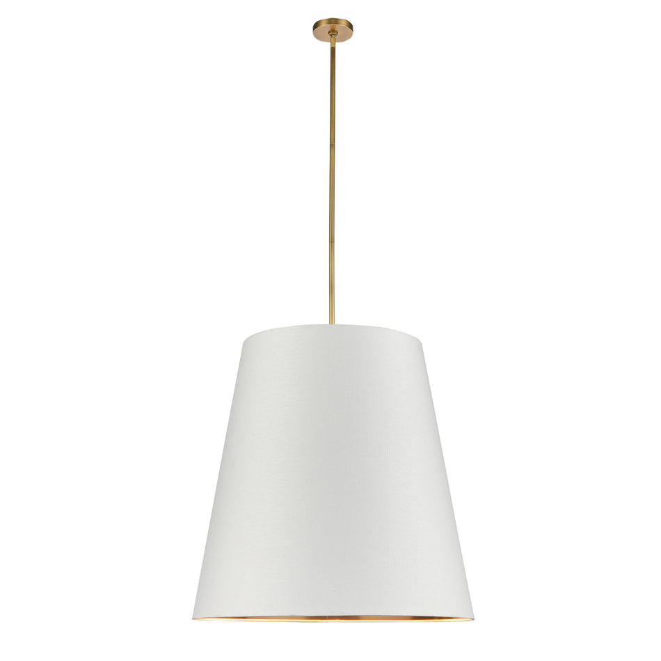 Calor 30-in Vintage Brass/White Linen With Gold Parchment 3 Lights Pendant