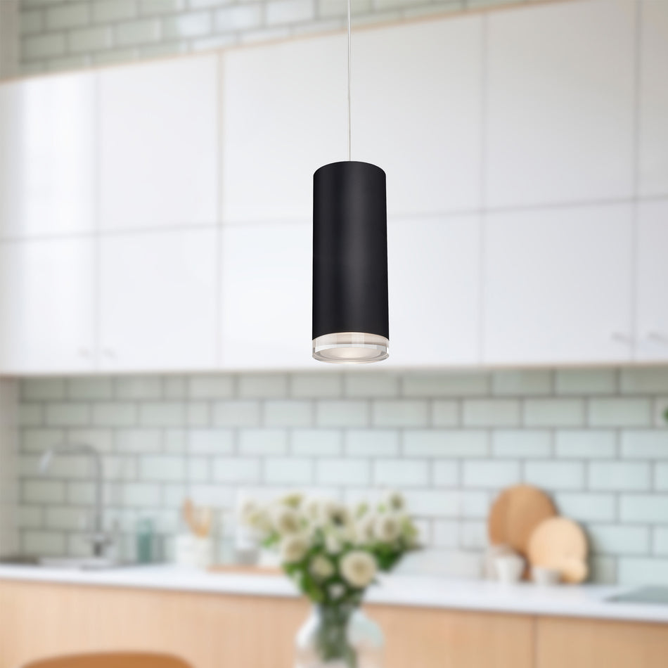 Cameo 8-in Black LED Pendant by KUZCO