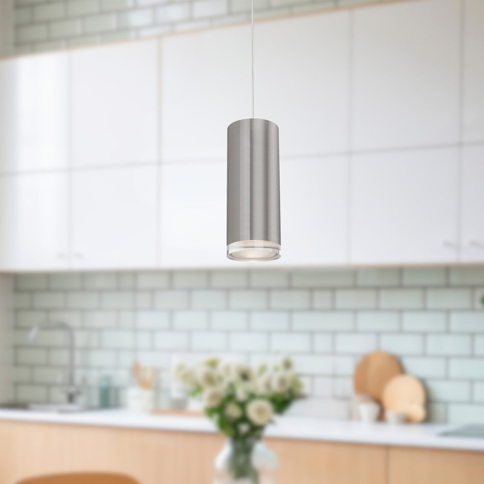 Cameo 8-in Brushed Nickel LED Pendant by KUZCO