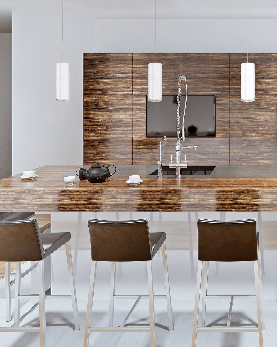 Cameo 8-in White LED Pendant by KUZCO