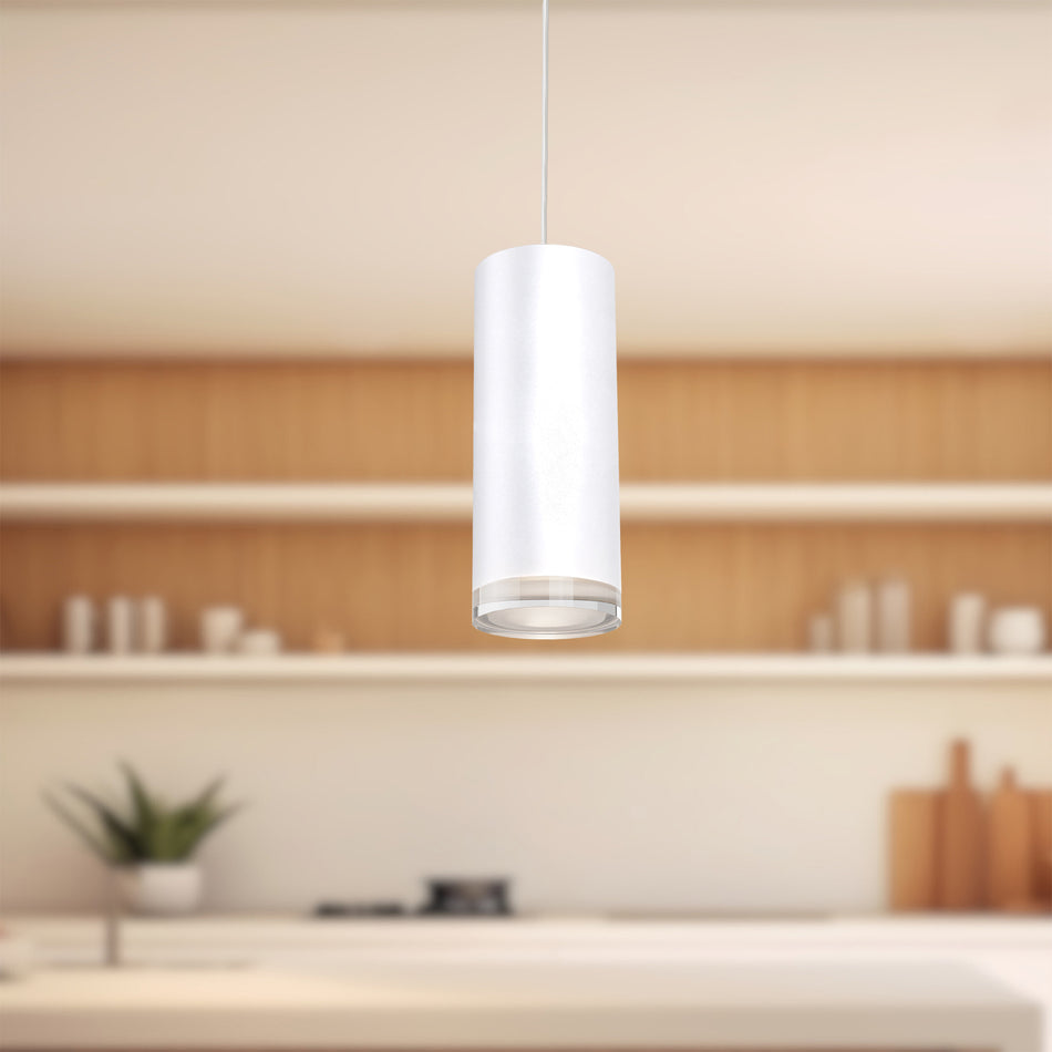 Cameo 10-in White LED Pendant by KUZCO