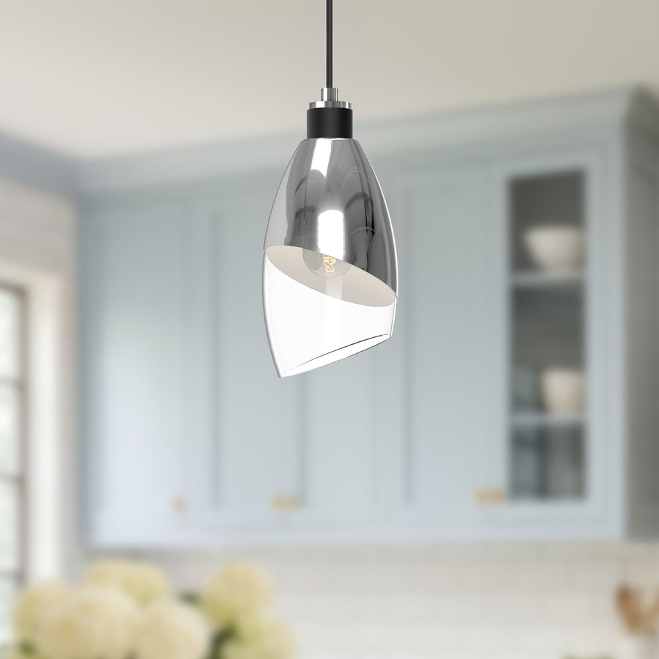 Capri 5-in Chrome/Clear Glass 1 Light Pendant by ALORA MOOD