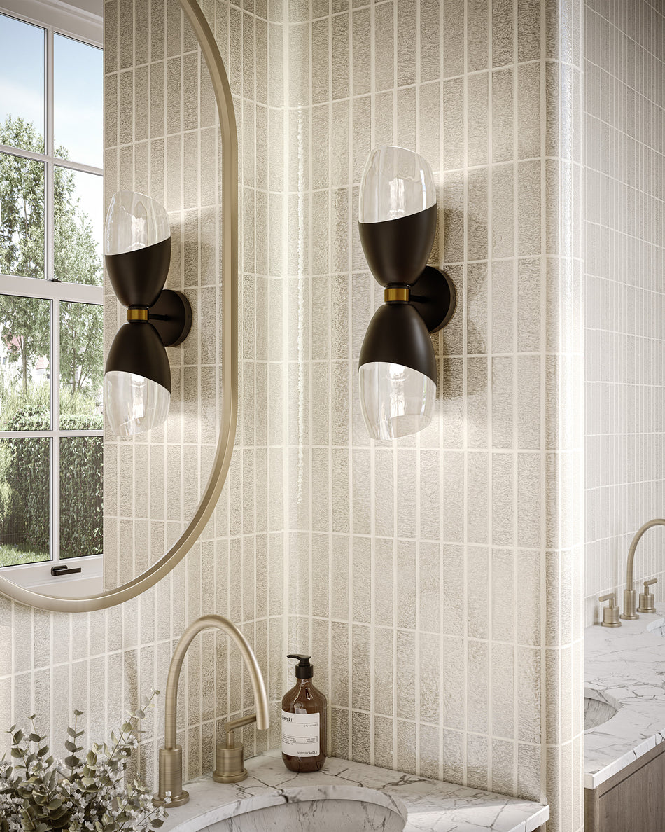 Capri 5-in Clear Glass/Matte Black 2 Lights Wall/Vanity by ALORA MOOD