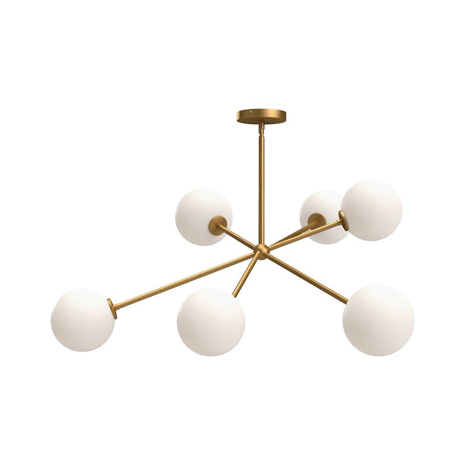 Cassia 40-in Aged Gold/Opal Matte Glass 6 Lights Chandeliers by ALORA MOOD