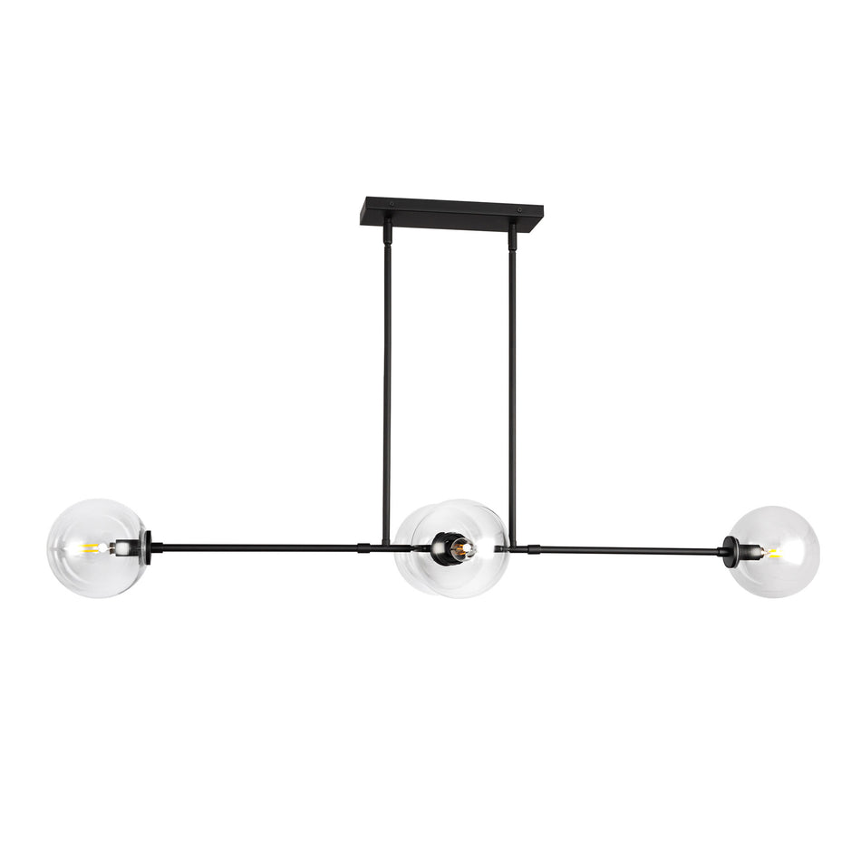 Cassia 48-in Matte Black/Clear Glass 4 Lights Linear Pendant by ALORA MOOD