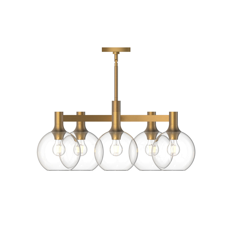 Castilla 29-in Aged Gold/Clear Glass 5 Lights Chandeliers by ALORA MOOD