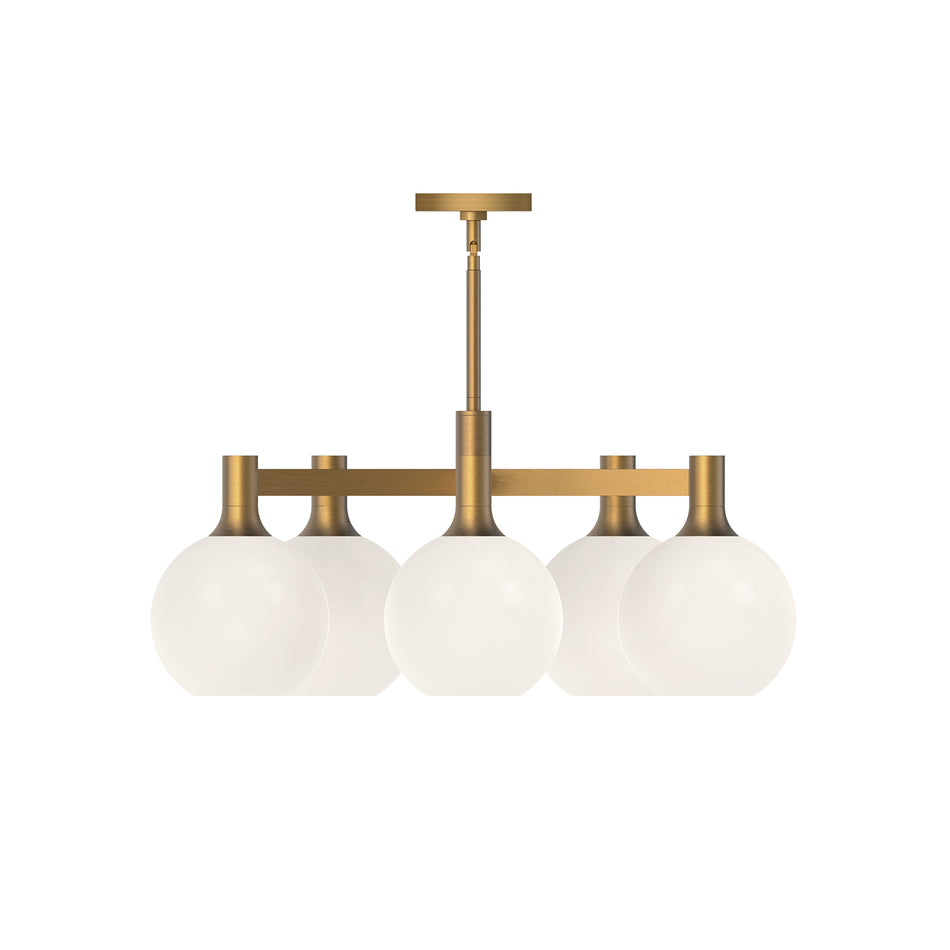 Castilla 29-in Aged Gold/Opal Matte Glass 5 Lights Chandeliers by ALORA MOOD