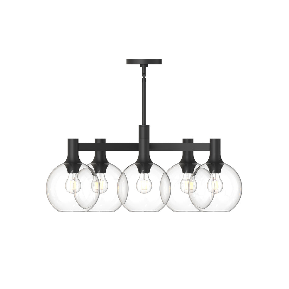 Castilla 29-in Clear Glass/Matte Black 5 Lights Chandeliers by ALORA MOOD