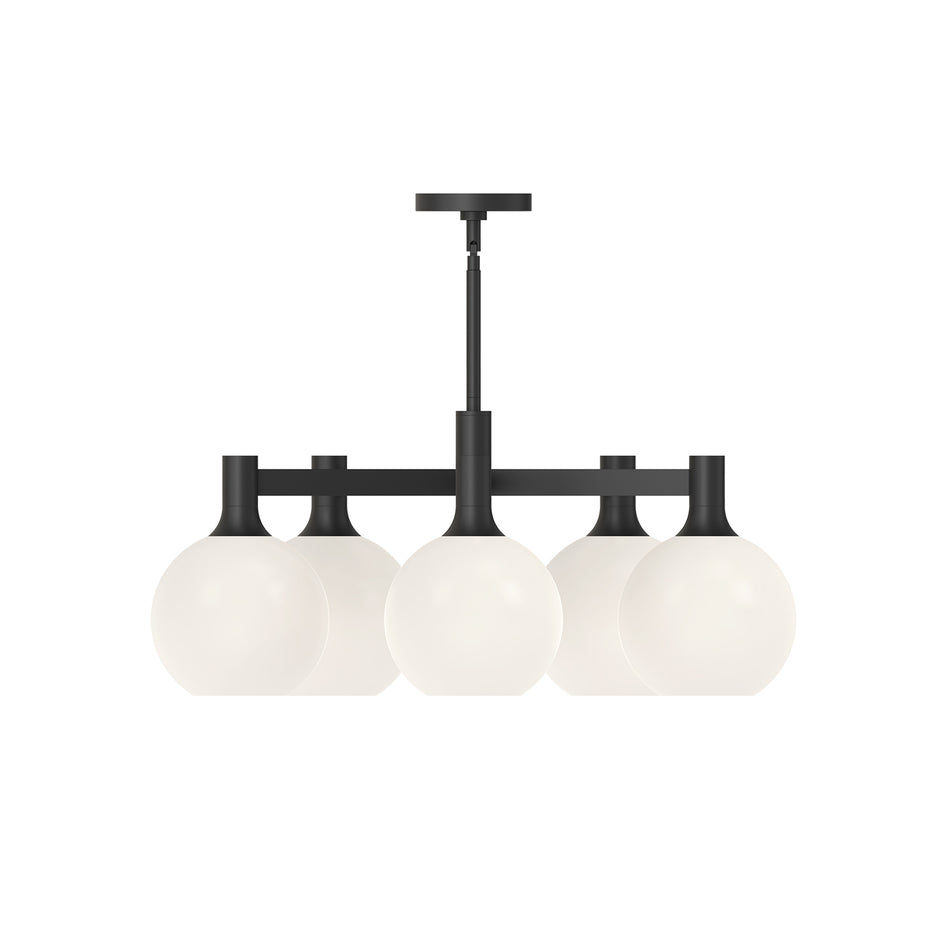 Castilla 29-in Matte Black/Opal Matte Glass 5 Lights Chandeliers by ALORA MOOD