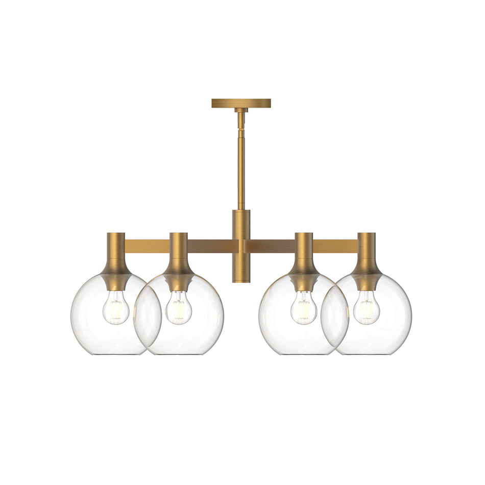Castilla 29-in Aged Gold/Clear Glass 6 Lights Chandeliers by ALORA MOOD