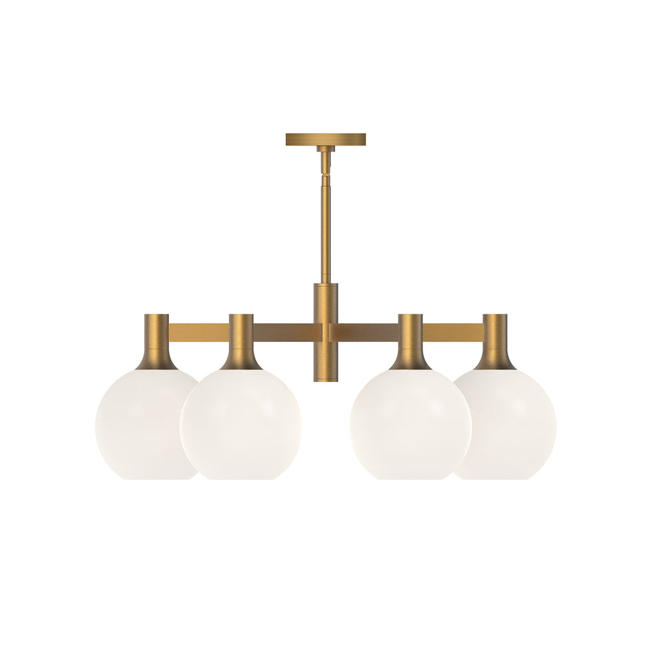 Castilla 29-in Aged Gold/Opal Matte Glass 6 Lights Chandeliers by ALORA MOOD