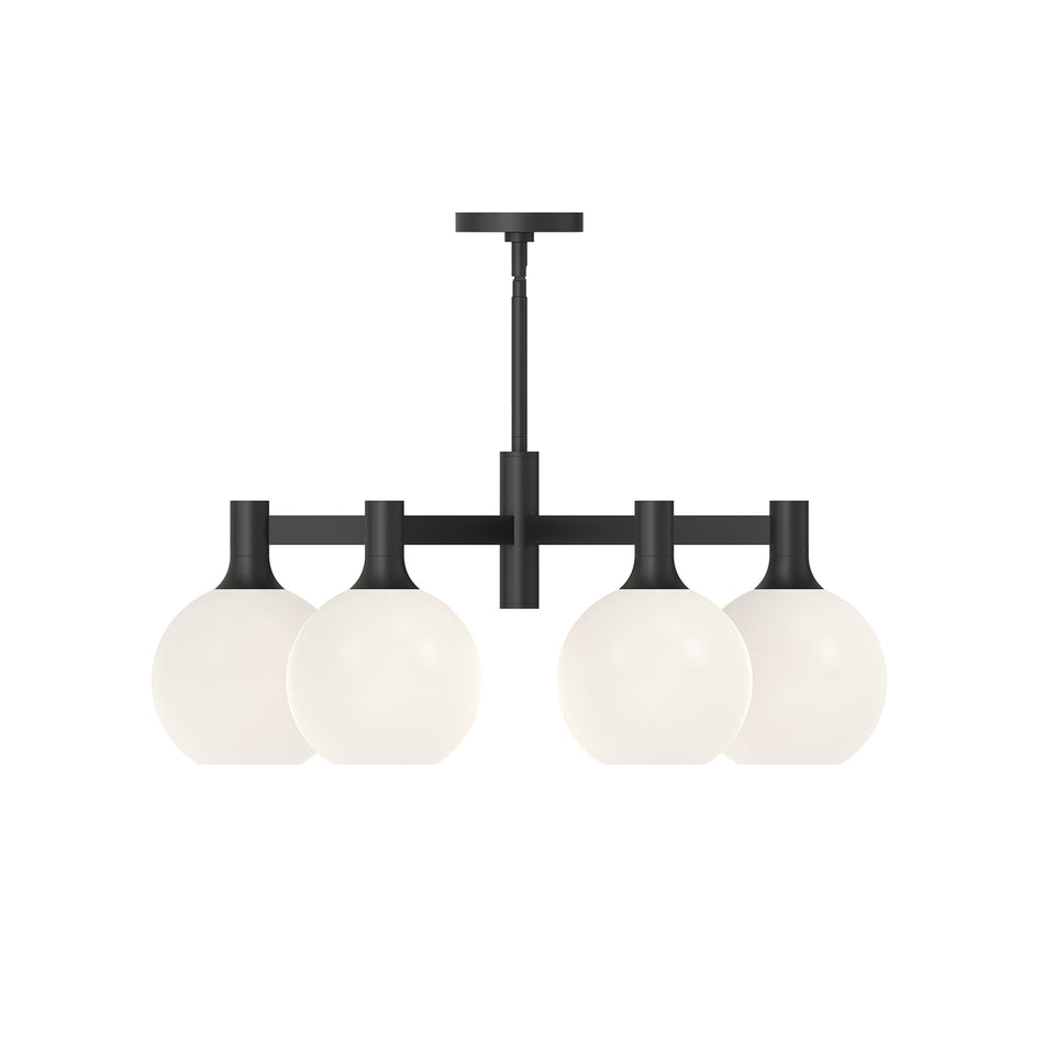 Castilla 29-in Matte Black/Opal Matte Glass 6 Lights Chandeliers by ALORA MOOD