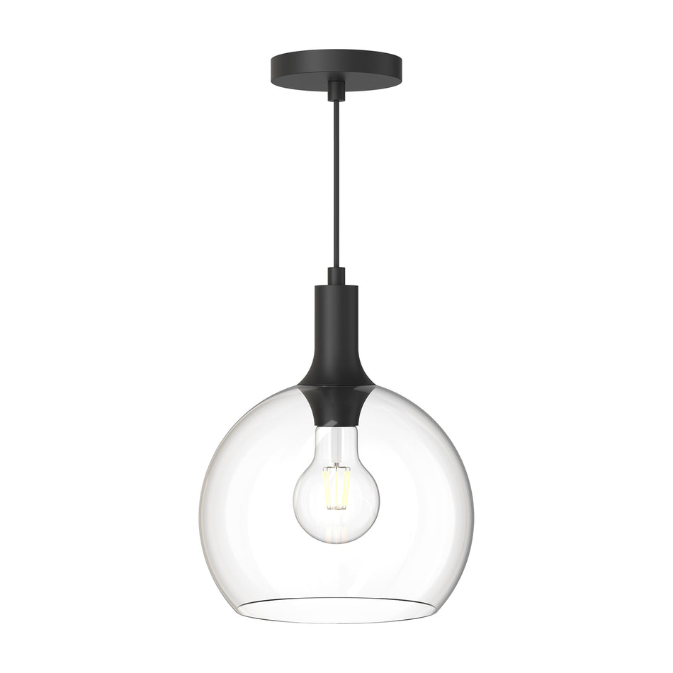 Castilla 10-in Clear Glass/Matte Black 1 Light Pendant