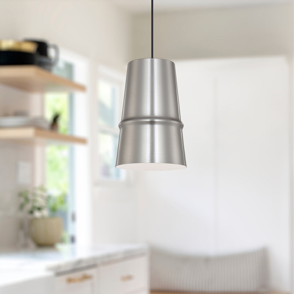 Castor 8-in Brushed Nickel 1 Light Pendant by KUZCO