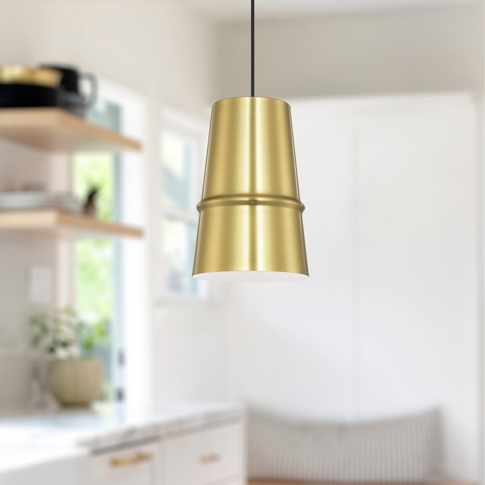 Castor 8-in Gold 1 Light Pendant by KUZCO