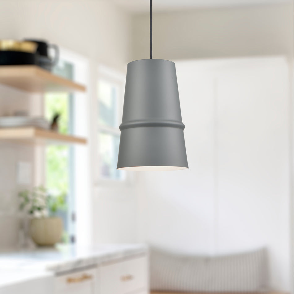 Castor 8-in Gray 1 Light Pendant by KUZCO