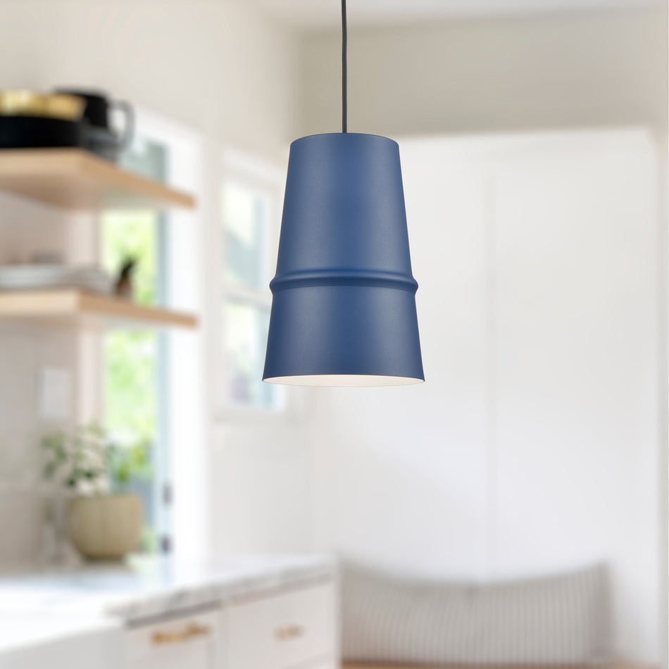 Castor 8-in Indigo Blue 1 Light Pendant by KUZCO