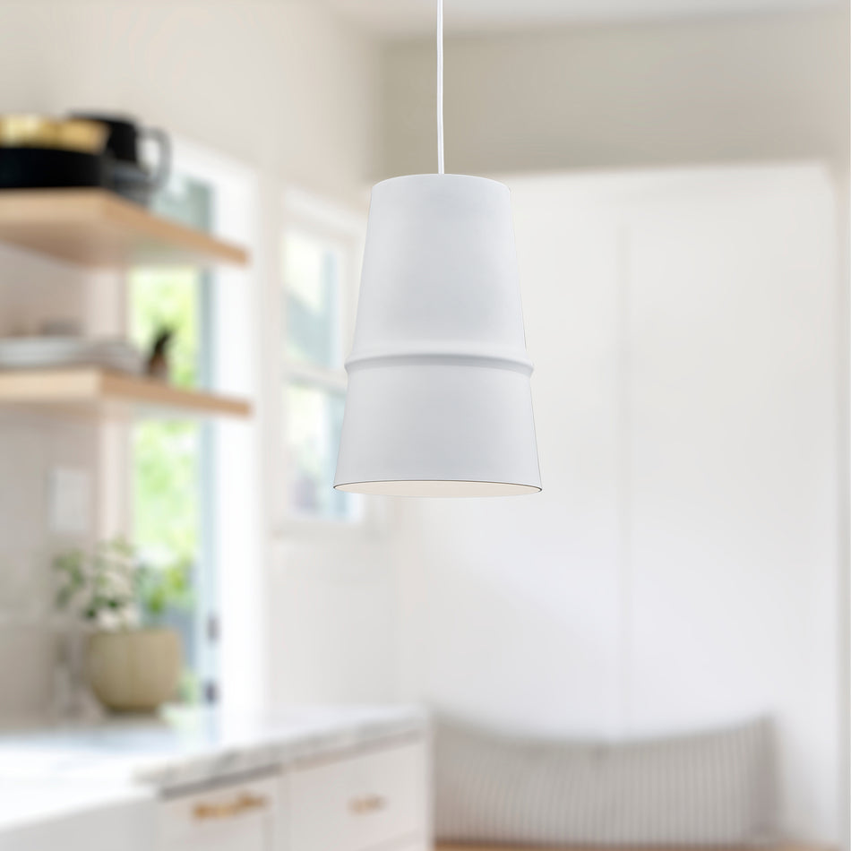 Castor 8-in White 1 Light Pendant by KUZCO