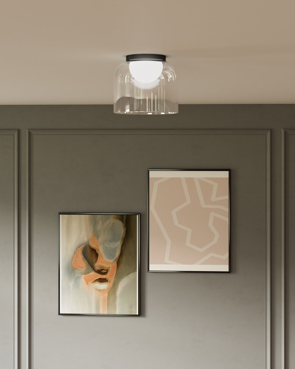 Cedar 8-in Black/Clear LED Flush Mount by KUZCO