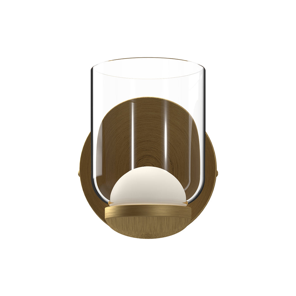 Cedar 4-in Brushed Gold/Clear LED Wall Sconce by KUZCO