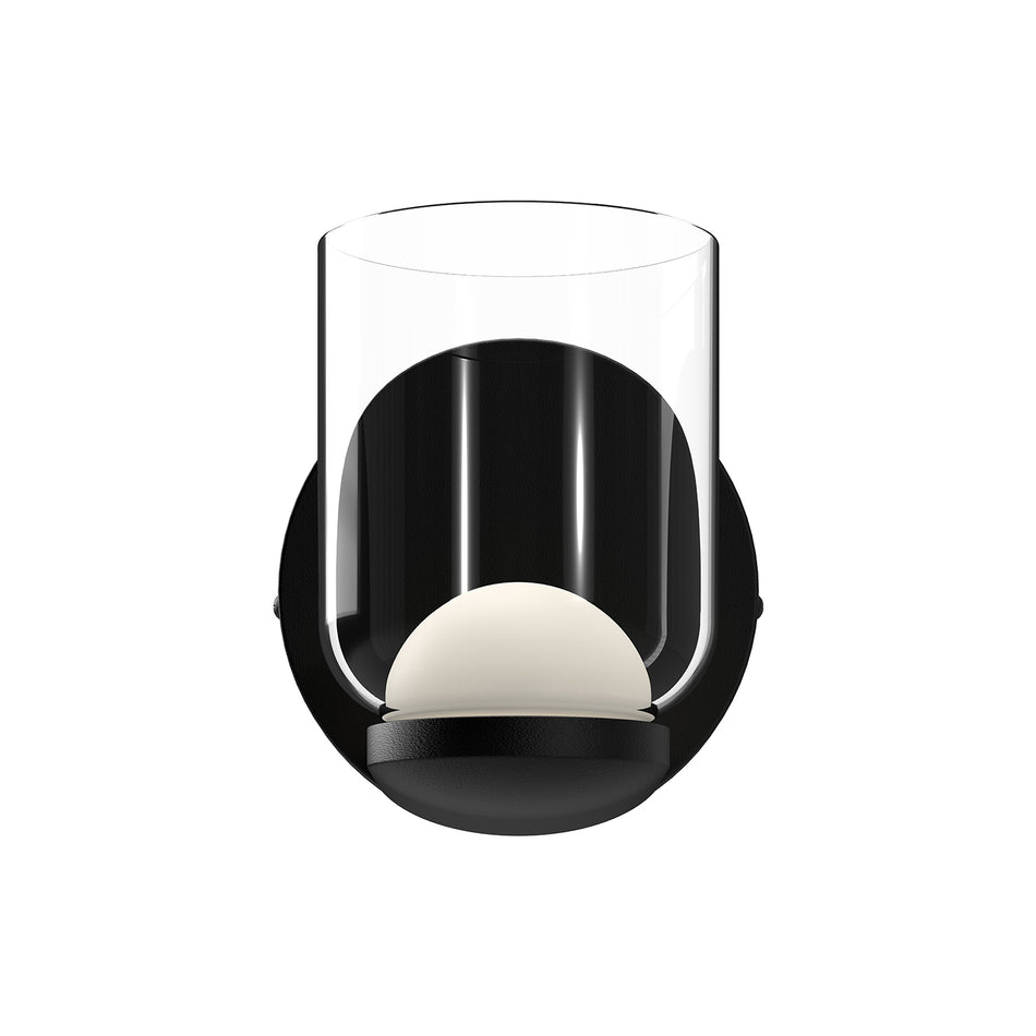 Cedar 4-in Black/Clear LED Wall Sconce by KUZCO