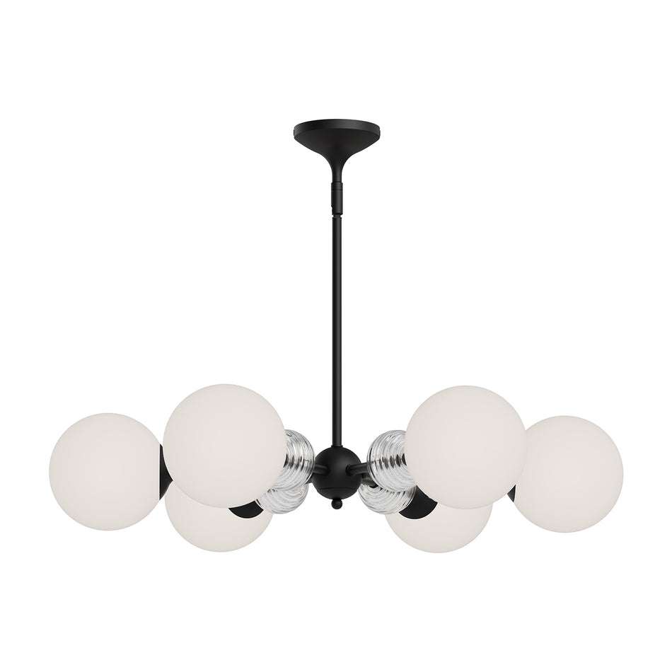 Celia 30-in Matte Black/Opal Glass 6 Lights Chandeliers