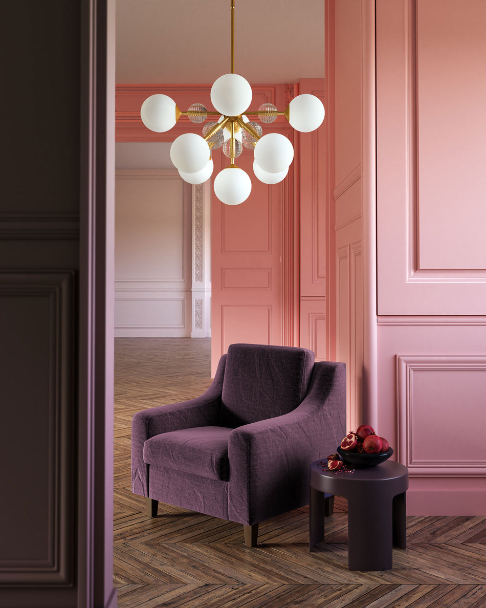Celia 31-in Brushed Gold/Opal Glass 9 Lights Chandeliers by ALORA MOOD
