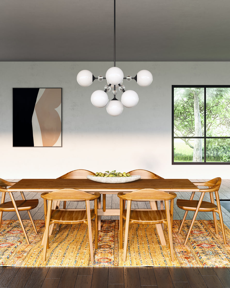 Celia 31-in Matte Black/Opal Glass 9 Lights Chandeliers by ALORA MOOD