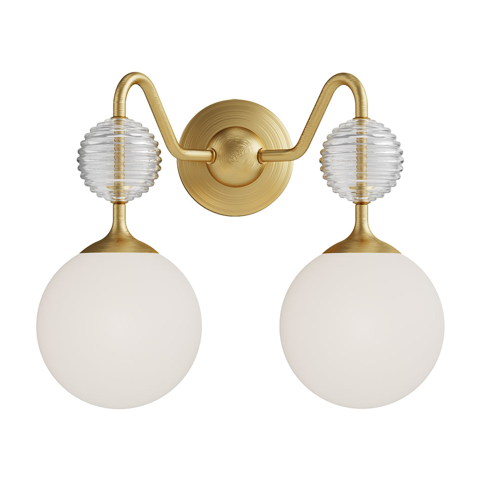 Celia 15-in Brushed Gold/Opal Glass 2 Lights Vanity