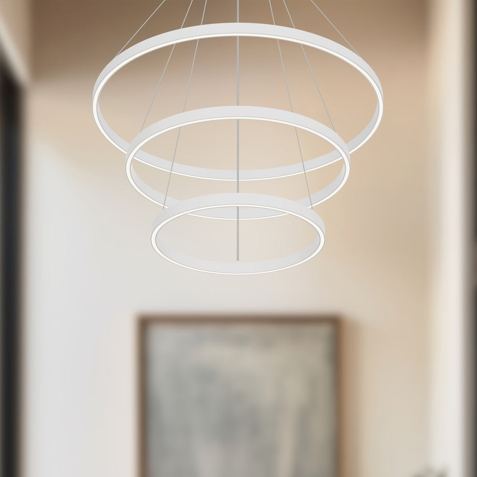Cerchio 32-in White LED Chandeliers by KUZCO