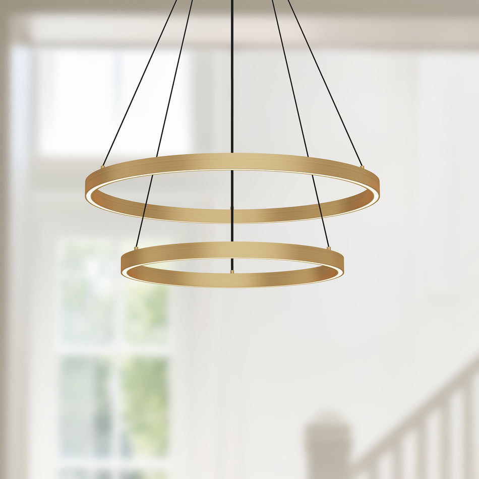 Cerchio 24-in Brushed Gold LED Chandeliers by KUZCO