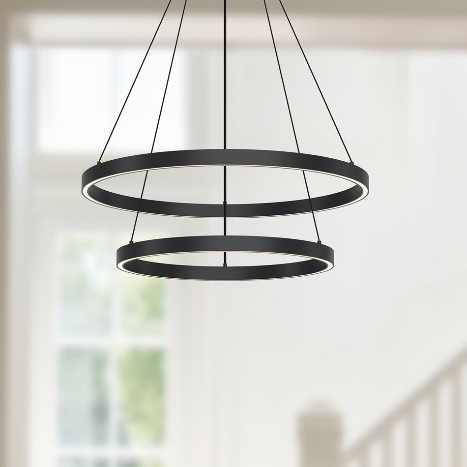 Cerchio 24-in Black LED Chandeliers by KUZCO