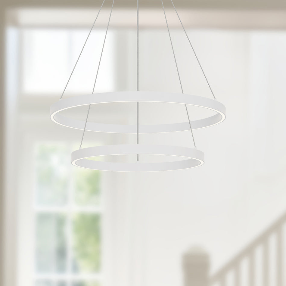 Cerchio 24-in White LED Chandeliers by KUZCO