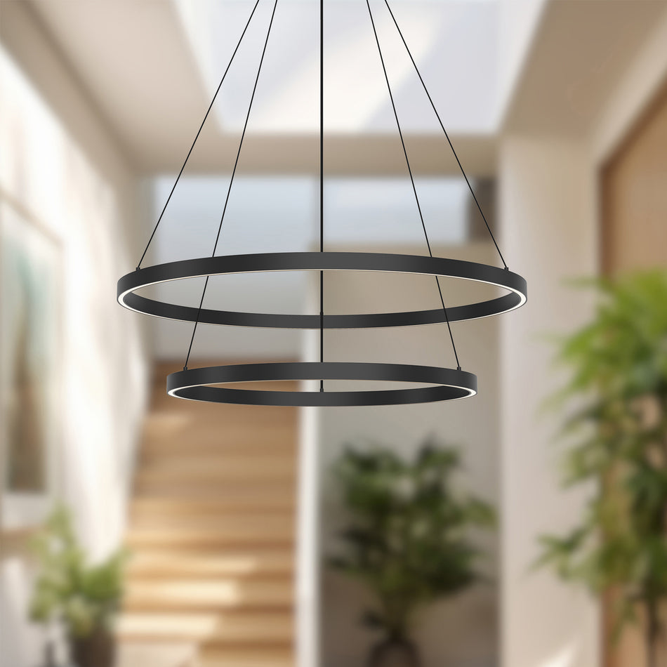 Cerchio 32-in Black LED Chandeliers by KUZCO