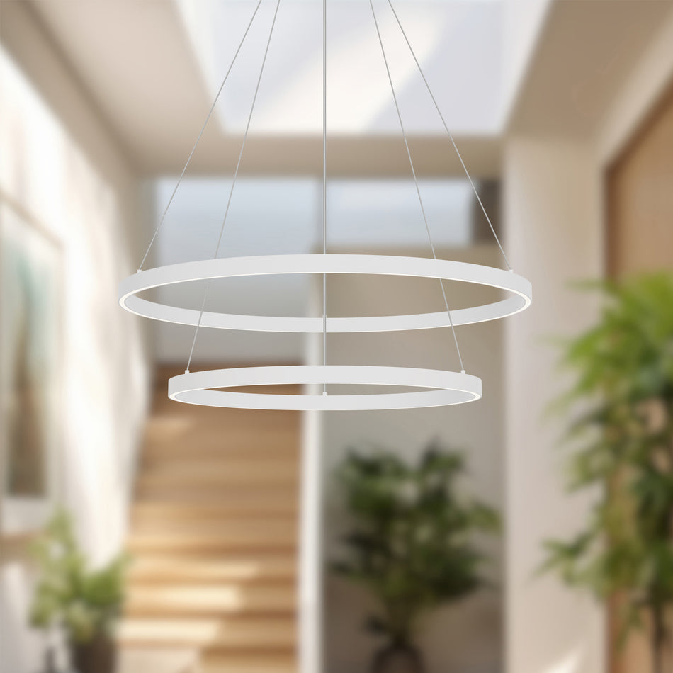 Cerchio 32-in White LED Chandeliers by KUZCO