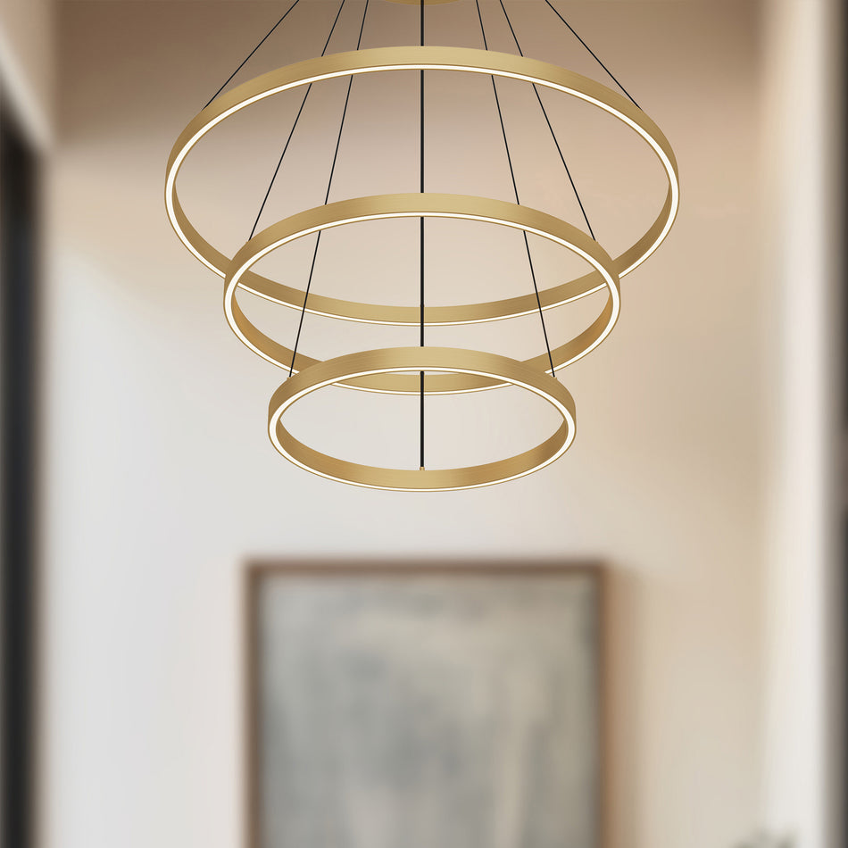 Cerchio 32-in Brushed Gold LED Chandeliers by KUZCO