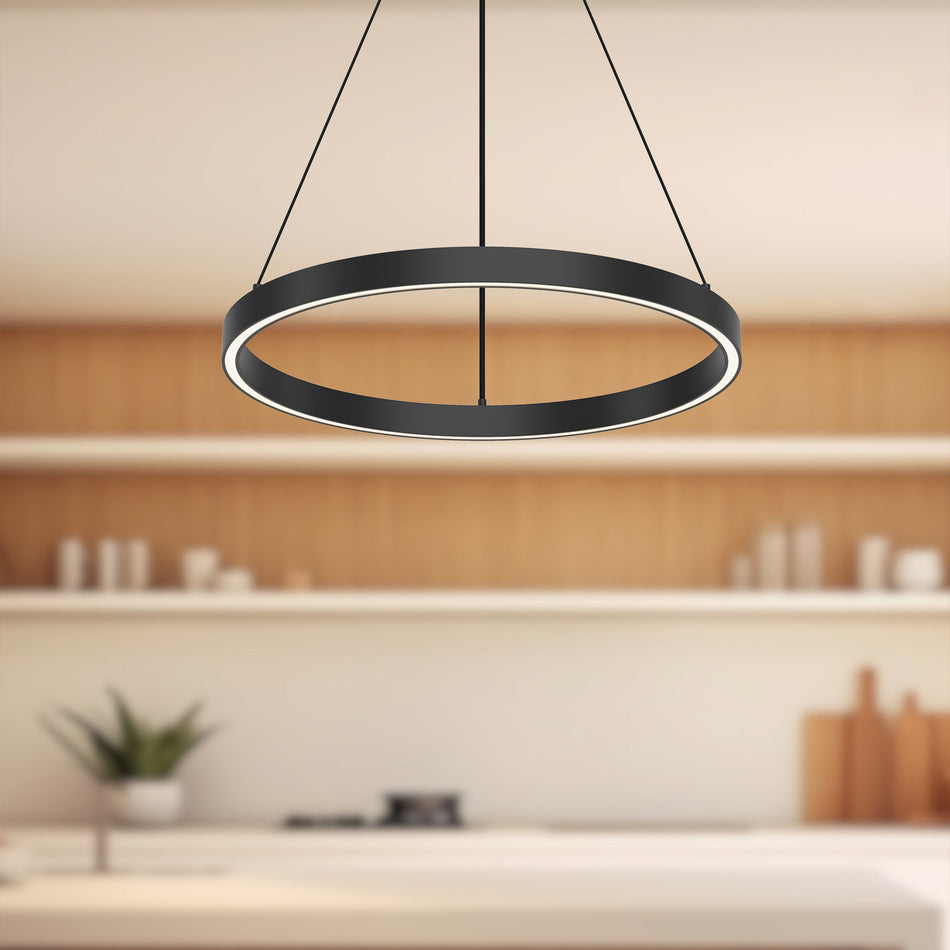 Cerchio 18-in Black LED Pendant by KUZCO