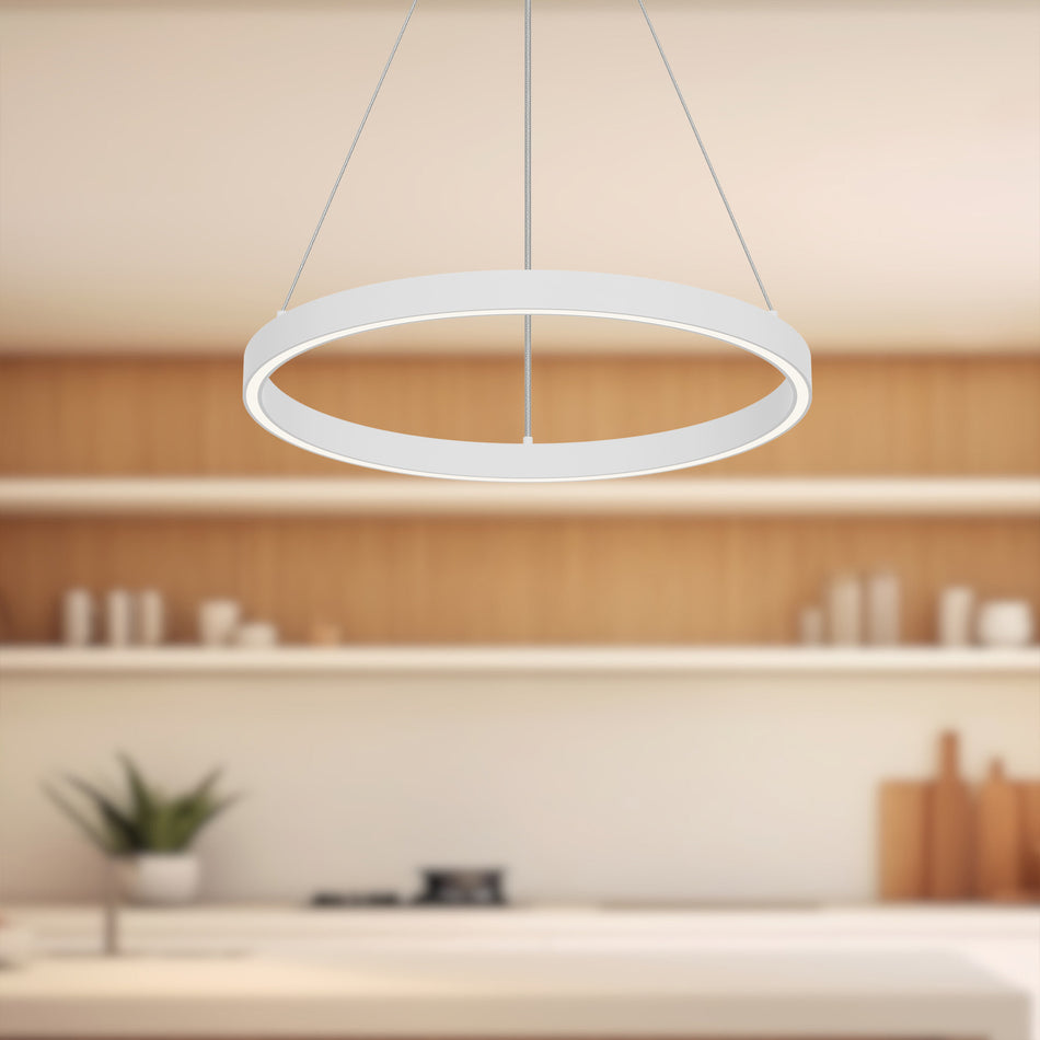 Cerchio 18-in White LED Pendant by KUZCO