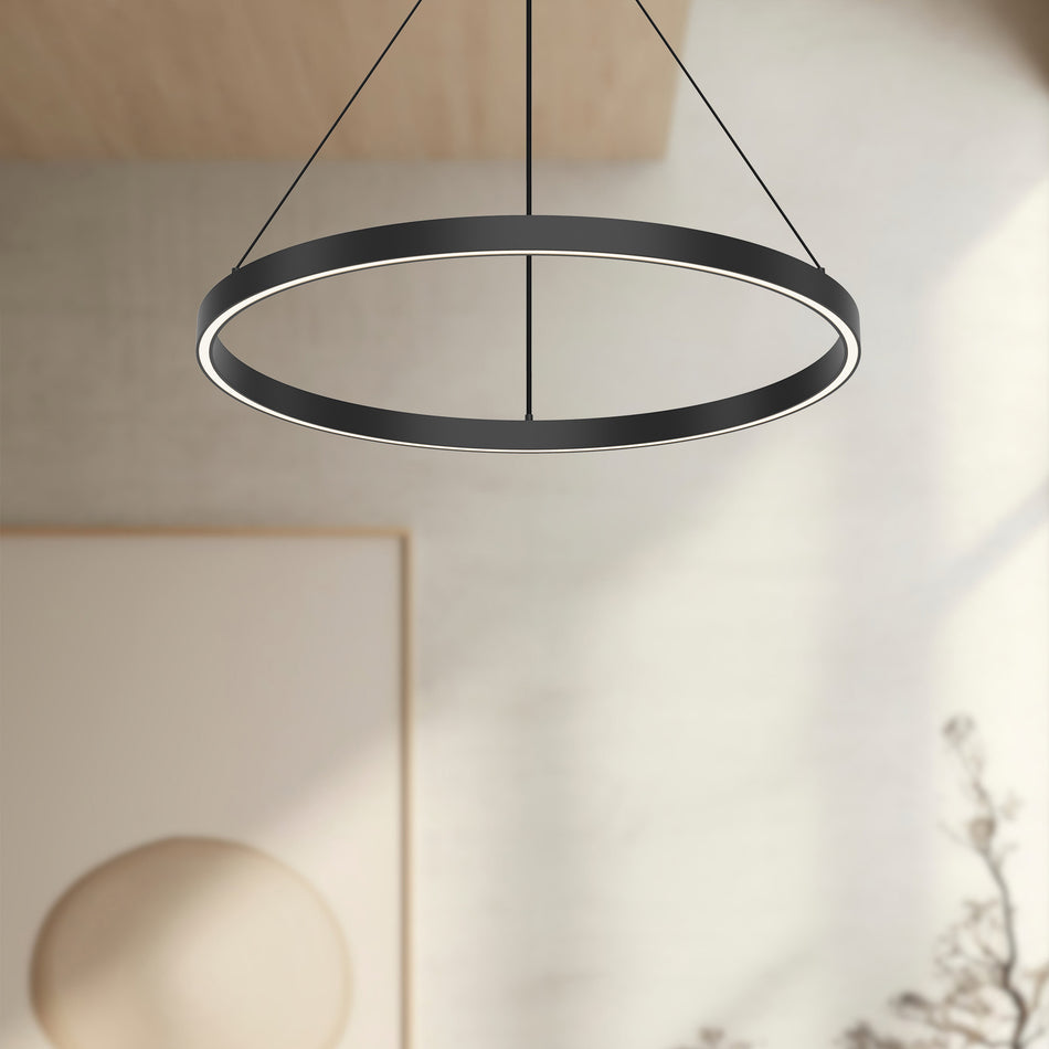 Cerchio 24-in Black LED Pendant by KUZCO