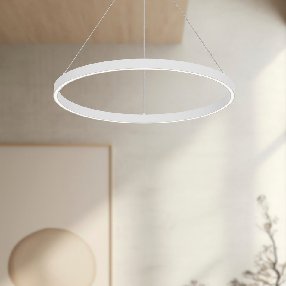 Cerchio 24-in White LED Pendant by KUZCO