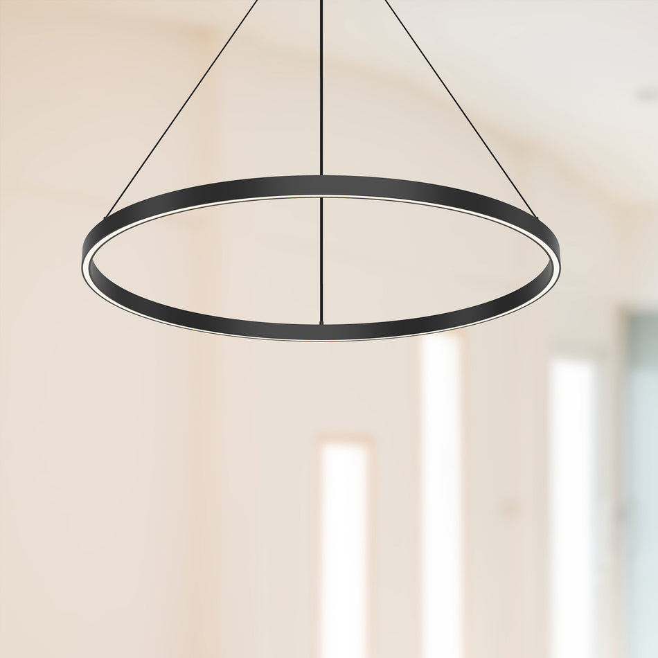 Cerchio 32-in Black LED Pendant by KUZCO